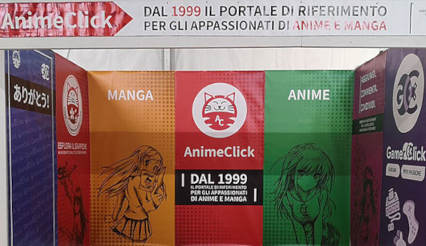 Foto di repertorio - Allestimento stand AnimeClick al Lucca Comics 2019